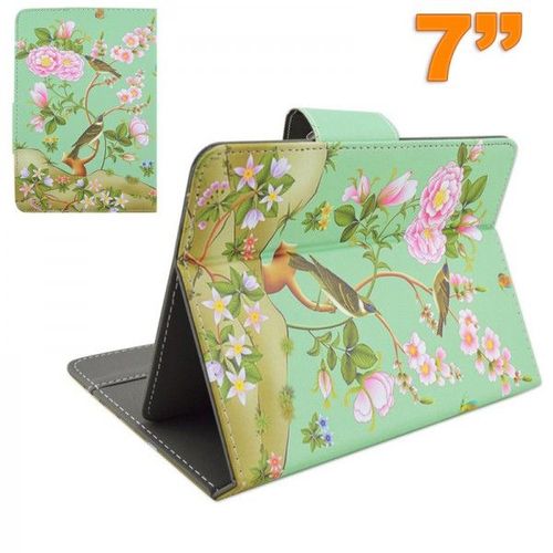 Housse Universelle Tablette 7 Pouces Étui Ajustable Fleur Et Oiseau