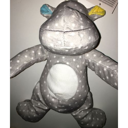 Doudou Peluche Hippopotame Gris Pois Blancs Nicotoy Simba Toys Benelux Jouet Eveil Bebe Naissance Cadeau Hippo Ours Gris Blanc Mixte
