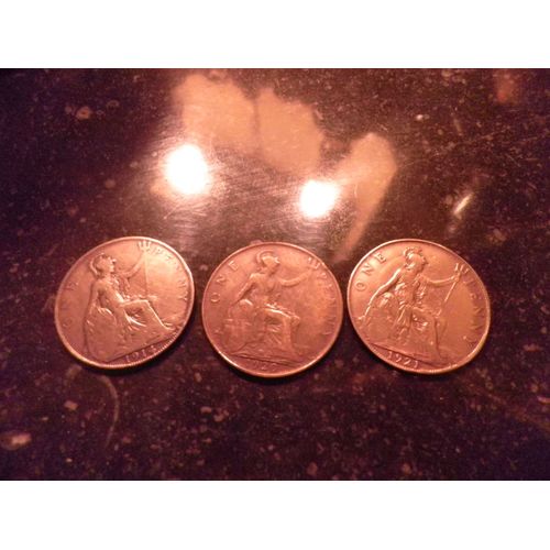 3 Pièces De 1 Penny 1914 1920 1921 