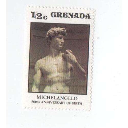 Timbre Grenada Michelangelo 500 Th Anniversary Of Birth Non Oblitere