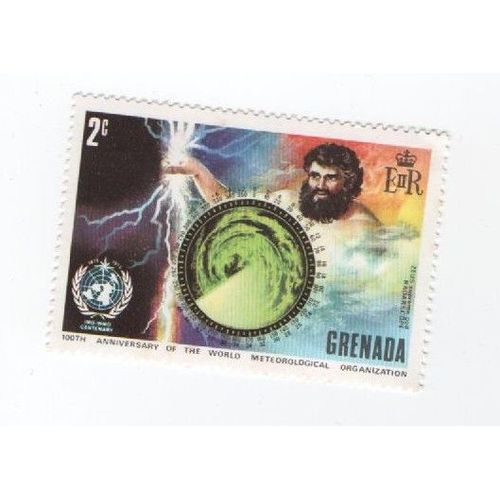 Timbre Grenada Dieu Zeus 100 Th Anniversary Of The World Meteorological Non Oblitere 