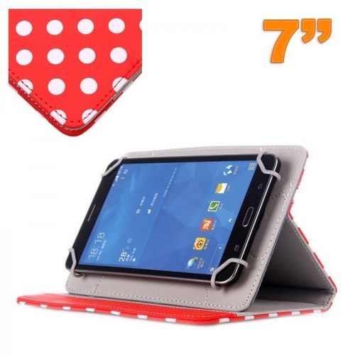 Housse Universelle Tablette Tactile 7 Pouces Rouge À Pois Blancs