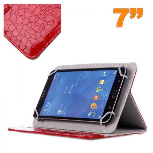 Housse Universelle Simili Peau Crocodile Tablette 7 Pouces Rouge