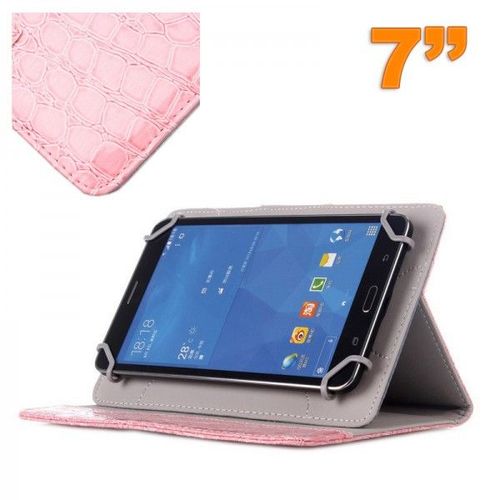 Housse Universelle Simili Peau Crocodile Tablette 7 Pouces Rose