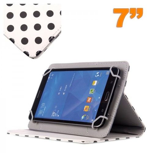 Housse Universelle Tablette Tactile 7 Pouces Blanc À Pois Noirs