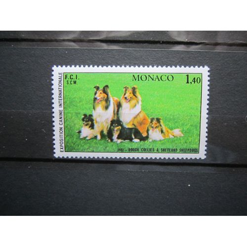 Monaco. Timbre N° 1280 (1981). Exposition Canine Internationale A Monte-Carlo. Rough Collies Et Shetland Sheepdogs