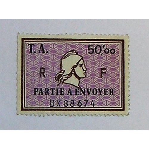 Timbre Amende A 50 Fr  Neuf Sans Gomme Tres Rare Partie A Envoyer