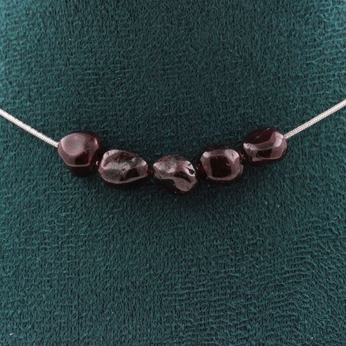 Collier 5 Perles Grenat Spessartite Du Mozambique. Chaine En Acier Collier Femmes, Hommes. Taille Personnalisable.