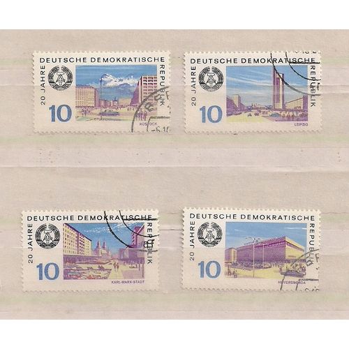Allemagne (Ddr)- 4 Timbres Oblitérés- 20ème Anniversaire De La D.D.R