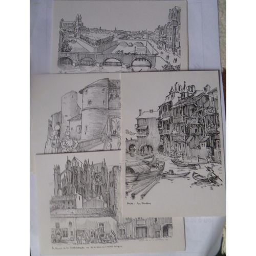 Lot 4 Cartes Doubles"Vues De Metz (57) "