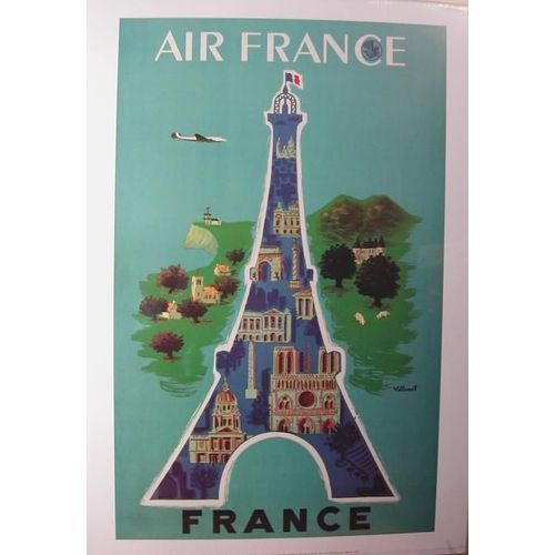 Air France - Paris - Tour Eiffel - Affiche / Poster Envoi En Tube