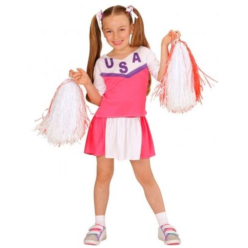 Déguisement Pompom Girl Rose Et Blanche Fille, Taille 11 À 13 Ans