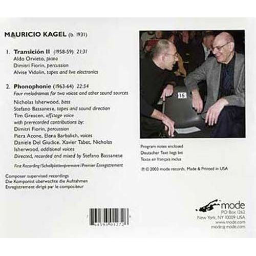 Transición Ii Pour Piano, Percussions Et Bandes, Phonophonie Pour Deux Voix Et Autres Sources Sonores