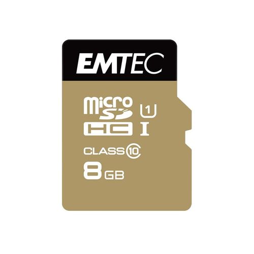 EMTEC Gold+ - Carte mémoire flash (adaptateur SD inclus(e)) - 8 Go - Class 10 - micro SD - or