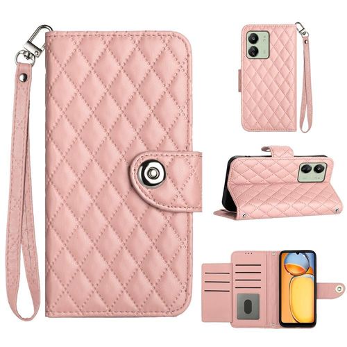 Étui Pour Xiaomi Redmi 13c 4g Protection Élégante Antichoc Titulaire De La Carte Portefeuille Couverture Bande De Poignet - Couleur Orange