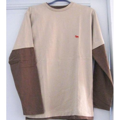 Sweat  Shirt In Extenso - Taille S - Beige (Manches Marron + Application D'un Petit Renne Rouge) - 100% Coton