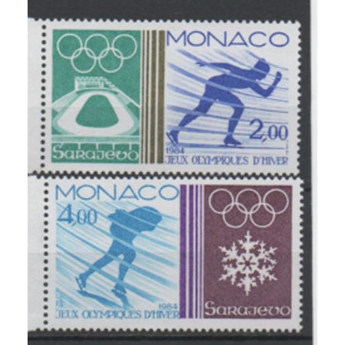 Monaco 1984: Série De 2 Timbres Émis Pour Les Jo D'hiver De Sarajevo.