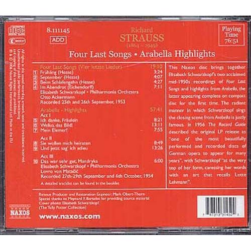Quatre Derniers Lieder - Arabella