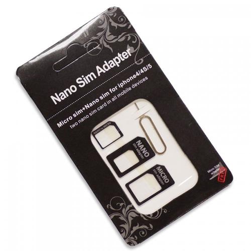 Kit Adaptateur Nano Sim/Micro Sim/ Nano Vers Micro + 1 Éjecteur Carte Sim Pour Apple Iphone 3gs/4/4s/5s/5c