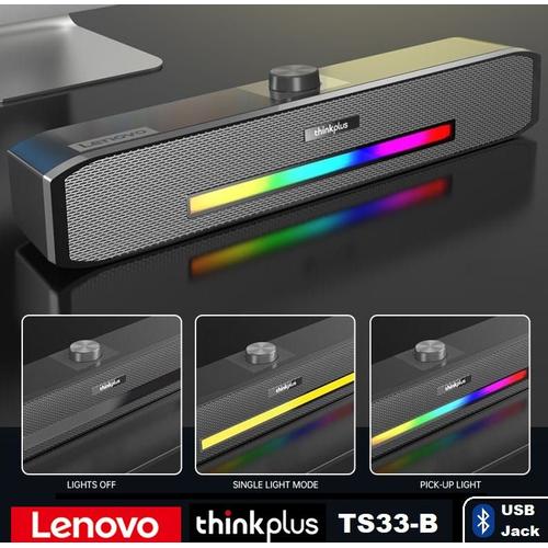 LENOVO Thinkplus Desktop Soundbar TS33 B - sans fil Bluetooth 5.0 360 Home Movie Surround Sound Bar Haut-parleur audio pour ordinateur de bureau Subwoofer