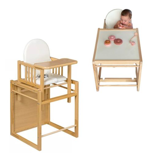 Chaise Haute Évolutive Portable Evoluonge Pour Bébé En Bois De Hêtre. Convertible En Table Et En Chaise Haute. Assise Rembourrée