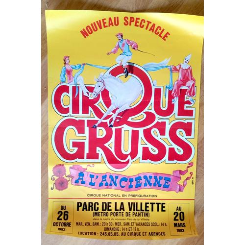 Affiche Originale Cirque Gruss Illu Jando 1982 40x60cm Env Parc De La Villette Paris