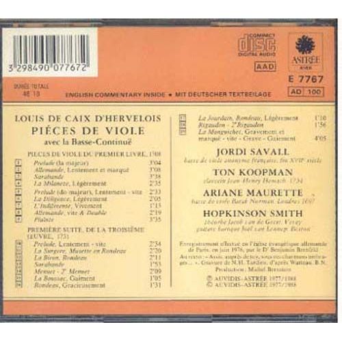 Louis De Caix D'hervelois : Pièces Pour Violes 1708 &  1731