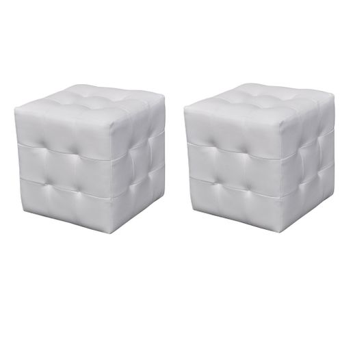 Vidaxl Tabourets Cube Blanc