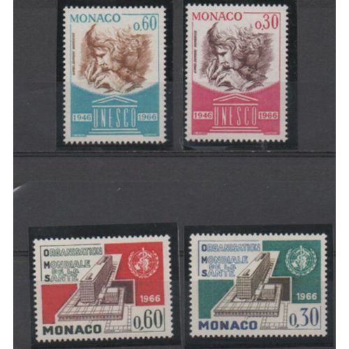 Monaco 1966: Lot De 2 Fois Deux Timbres Commémoratifs.