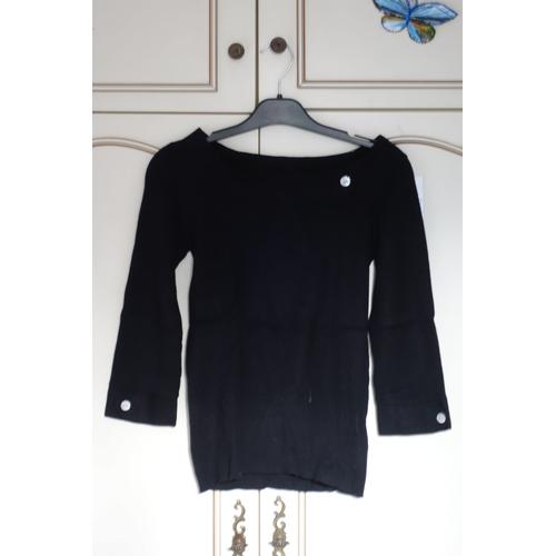 Pull Côté Femme Noir Manches 3/4 Taille 38/40, Très Peu Porté 