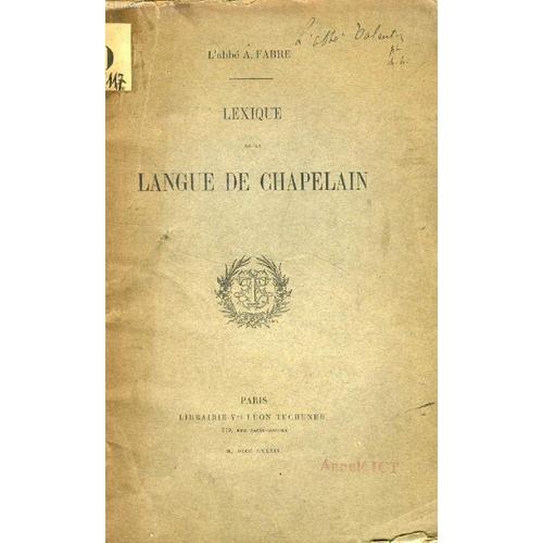 Lexique De La Langue De Chapelain