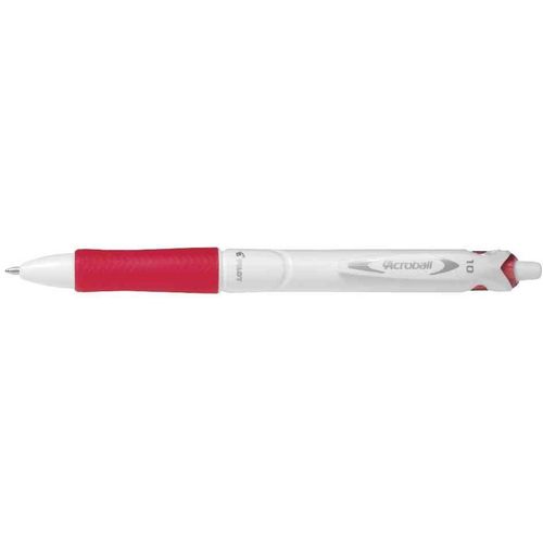 Pilot Lot De 6 Stylos Bille Rétractable Grip Acroball Pure White 1.0 Trait 0,4 Mm Rouge
