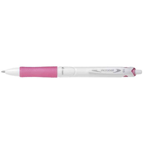 Pilot Stylo Bille Rétractable Grip Acroball Pure White 1.0 Trait 0,4 Mm Rose