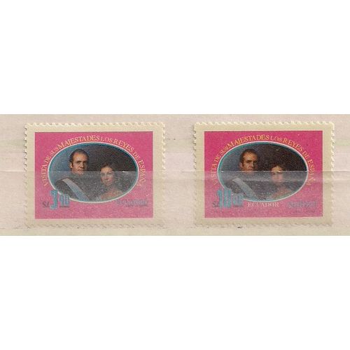Equateur- Lot De 2 Timbres Neufs Visite Des Souverains D' Espagne