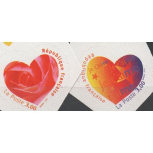 France 1999: Timbres Auto Adhésifs En Forme De Coeur, Émis Pour La Saint Valentin De 1999
