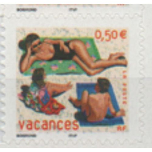 France 2003:Timbre Auto Adhésif N° 3578 Provenant De Carnet, Avec Légende "Vacances".