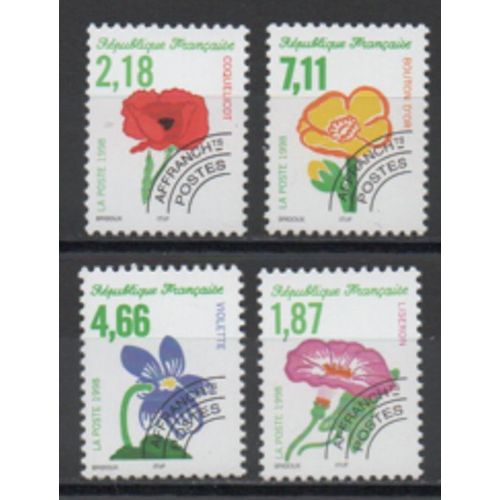 France 1998: Série De 4 Timbres Préoblitérés Représentant Des Fleurs Sauvages.
