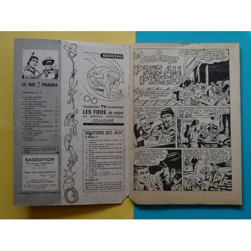 The Lone Ranger / Le Roi De La Prairie / Sagedition Bd Bande Dessinee 15  