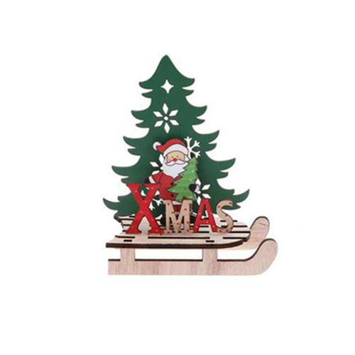 Noël créatif peint en bois assemblé bricolage ornements de voiture de traîneau (petit vieil homme)