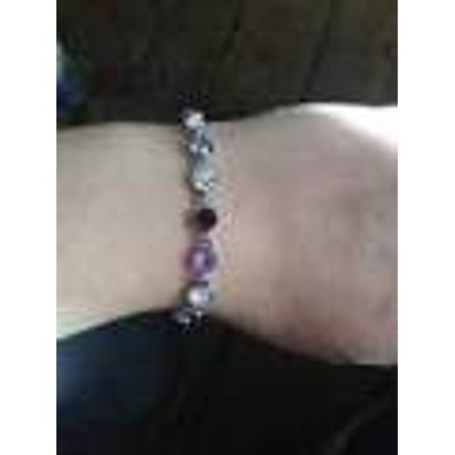 Bracelet  Violet Amethyste Rose Veritable Cristal Swarovski