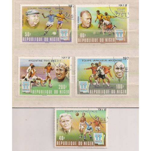 Niger-Série De 5 Timbres Oblitérés- Coupe Du Monde De Football- N°456/60