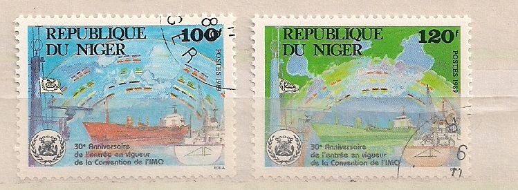 Niger- 2 Timbres Oblitérés- N°770/1- 30ème Anniversaire De La Convention De L'imo