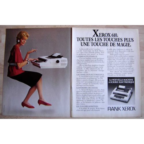 Publicité Papier - Machine À Écrire Électronique Rank Xerox De 1982