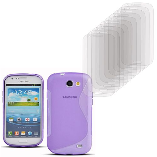 Samsung Galaxy Express I8730: Coque Etui Housse Pochette Accessoires Silicone Gel + 10 Films De Protection D'écran Clear Transparent - Violet