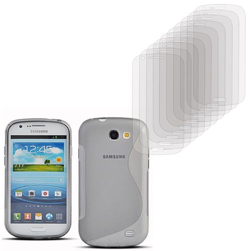 Samsung Galaxy Express I8730: Coque Etui Housse Pochette Accessoires Silicone Gel + 10 Films De Protection D'écran Clear Transparent - Transparent