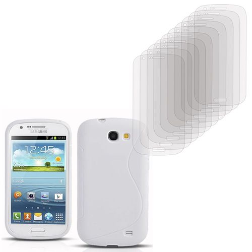 Samsung Galaxy Express I8730: Coque Etui Housse Pochette Accessoires Silicone Gel + 10 Films De Protection D'écran Clear Transparent - Blanc