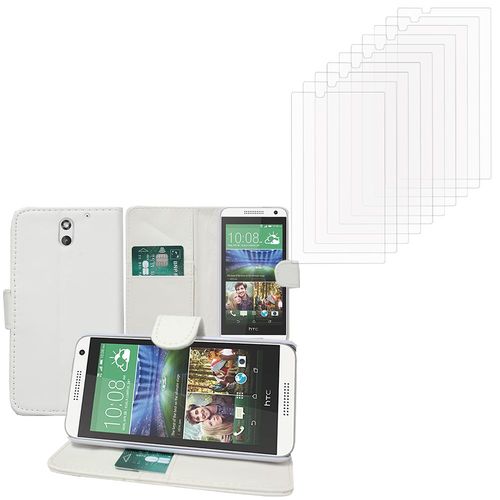Etui Portefeuille Pour Htc Desire 610 Support Video Cuir Pu - Blanc