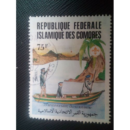 Timbre Comores Y T 363 75 Ans De Scoutisme , Bateau 1982 ( 010408 )