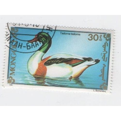Timbre Oblitéré Oiseau Tadorna Tadona Canard Oblitéré Haut Gauche 