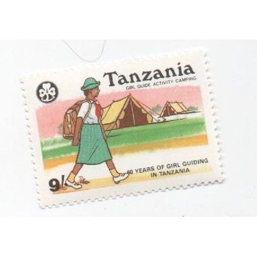 Timbre Non Oblitéré Tanzanie Tanzania Girl Guide Activity Camping 60 Anniversaire Femme Guide En Tanzanie 